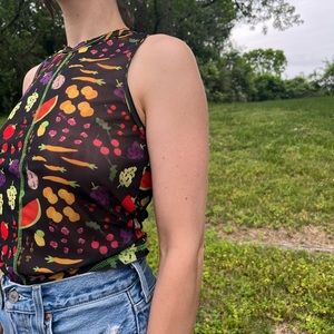 Lisa Says Gah Fruit Collection mesh tank top XS